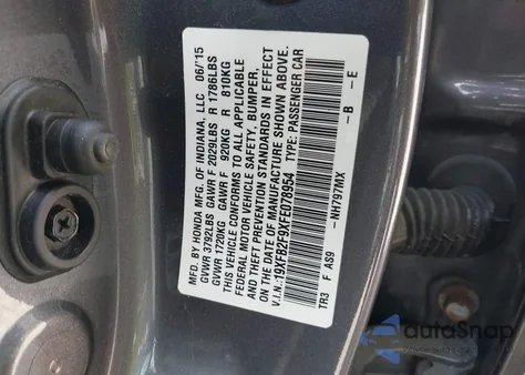 2015 Honda Civic Ex-L z USA, uszkodzony, nr VIN 19XFB2F9XFE078954